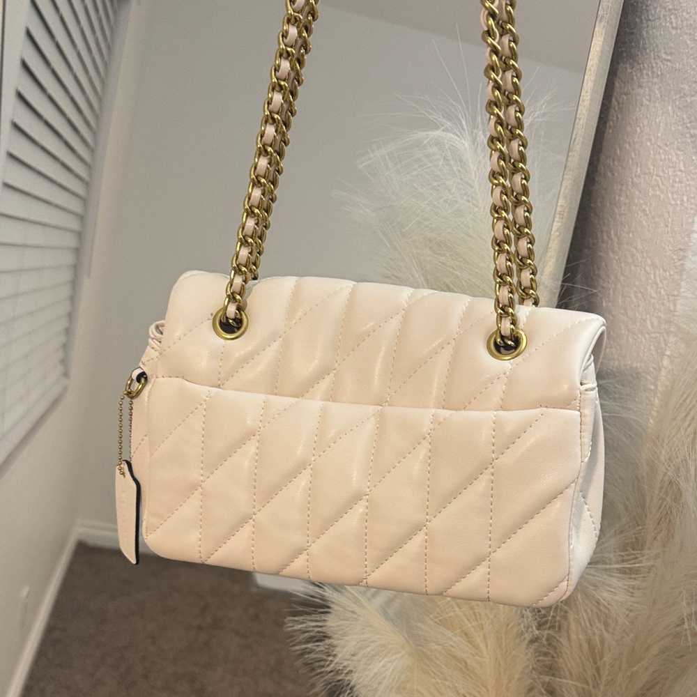 Coach Quilted Shoulder Bag in Chalk with Gold Hardware - Picture 2 of 3